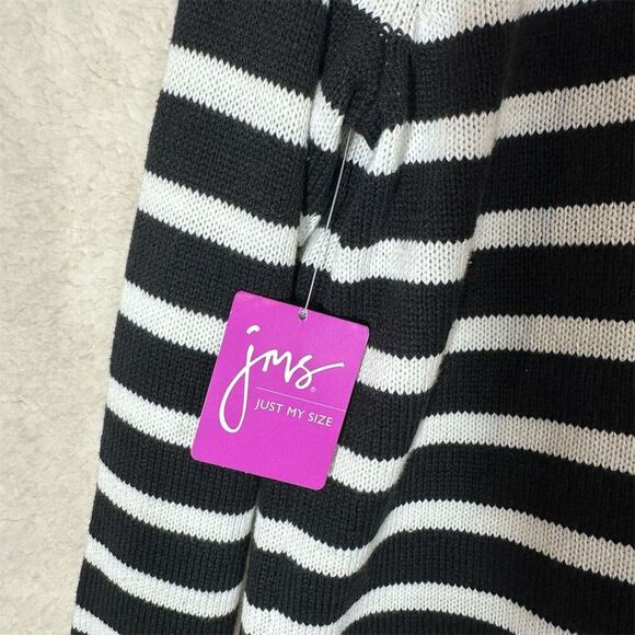 Just My Size Women's 1X Black Striped Hooded Cardigan Long Sleeve - Picture 10 of 11